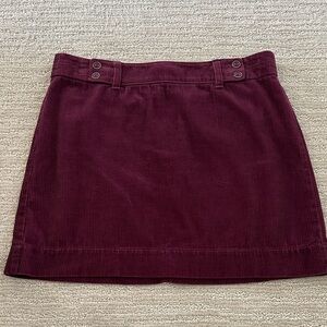 LOFT Burgundy Corduroy Mini Skirt
